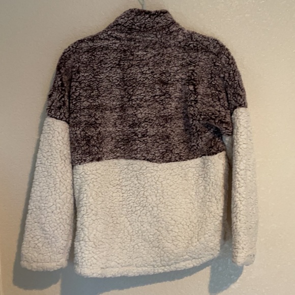 Elodie Teddy Half Zip Pullover Two Toned Purple and Cream Size Xsmall EUC - Picture 8 of 10